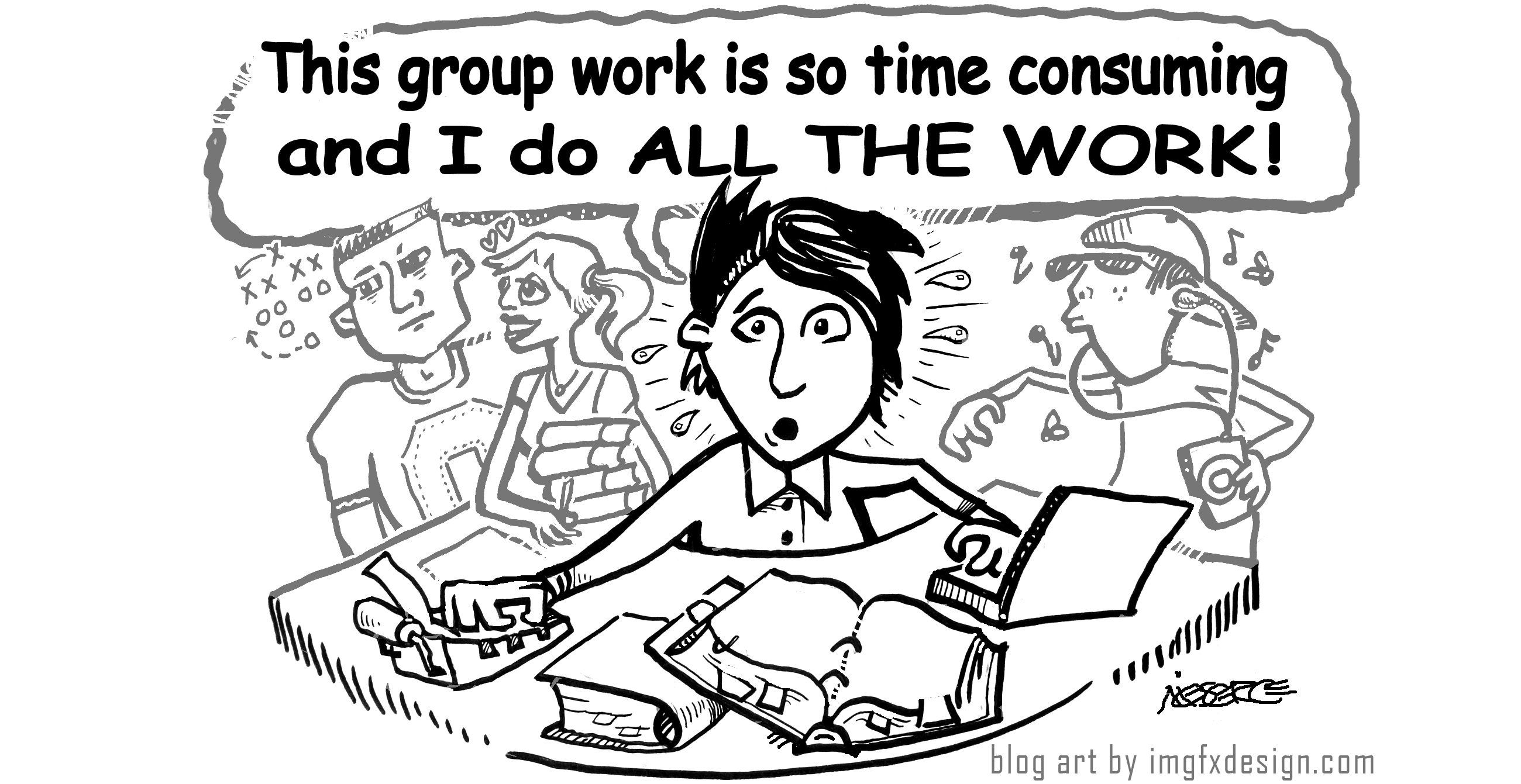 classroom group work cartoon